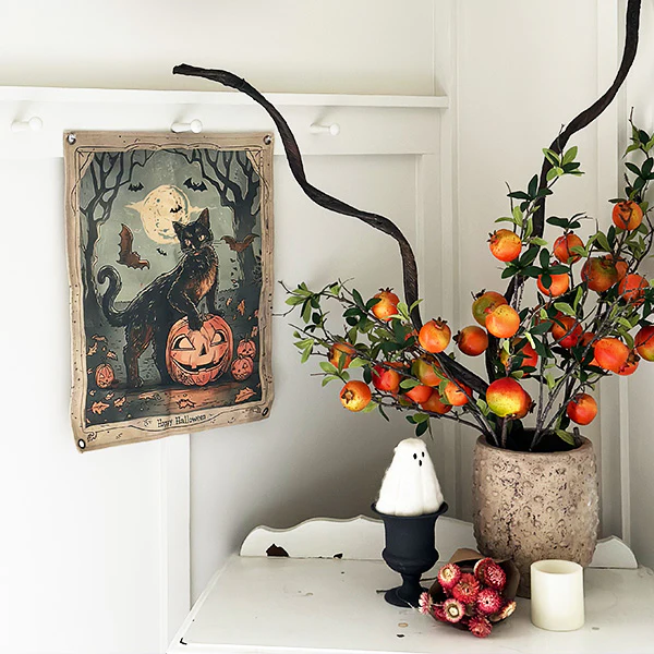 Spooky Black Cat Canvas