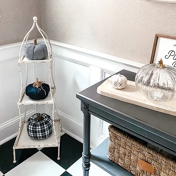 43 Inch Distressed 3 Tiered Shelving Unit