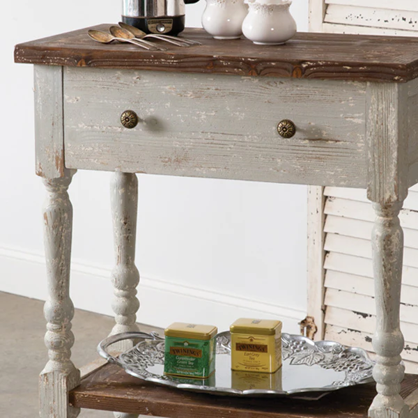 Antiqued Finish Wooden High Table
