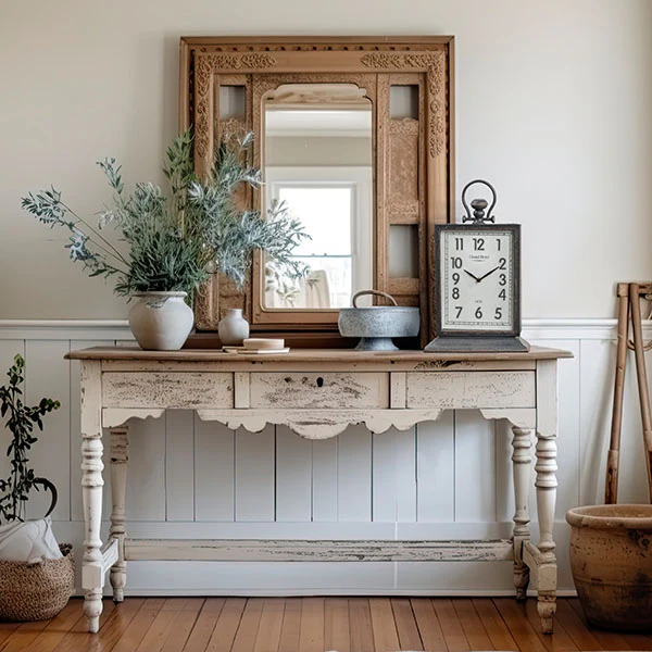 LARGE Aged Metal Tabletop Clock