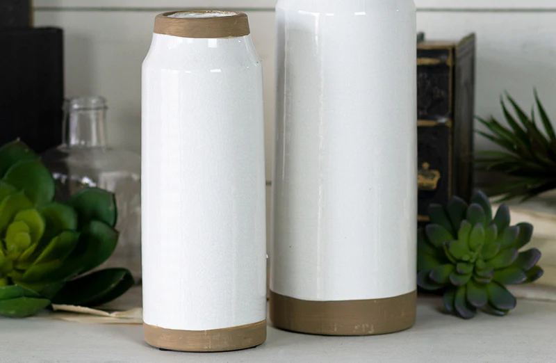 Tall Ceramic Vases, Set of Two