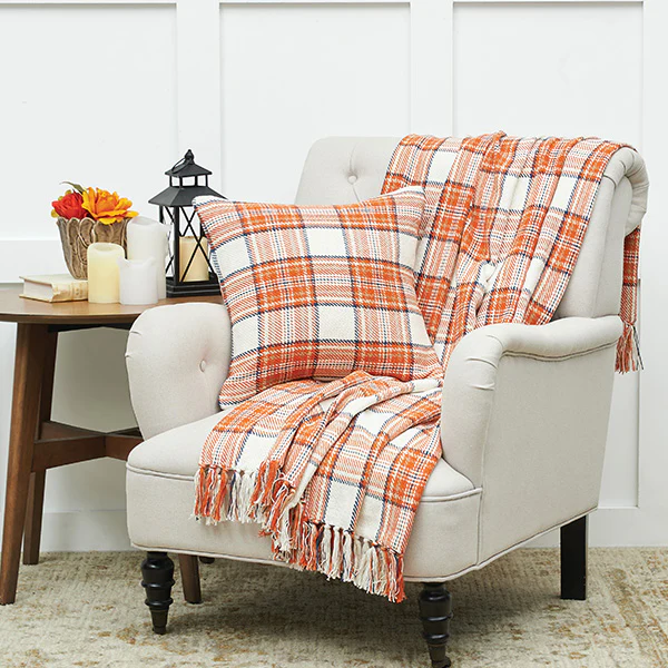 Plaid Pillow and Matching Throw Blanket Set | Autumn Glow