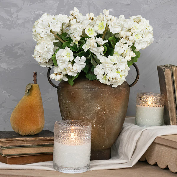 Lifelike White Geranium Bush, Set of 3 Stems