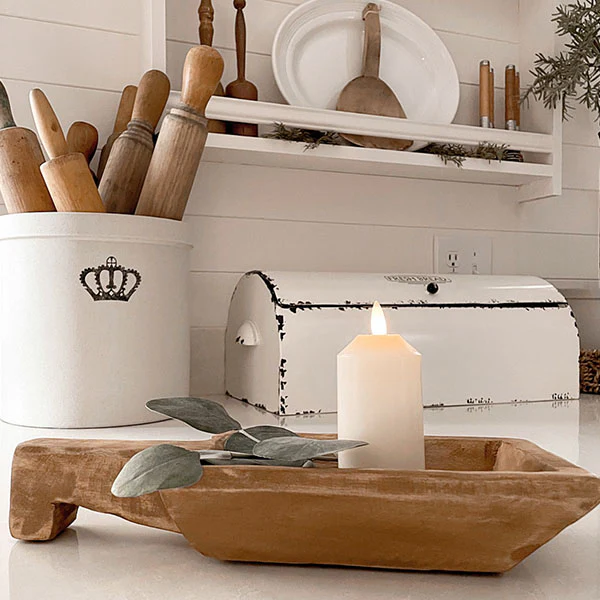 Authentic Handcrafted Wooden Dough Bowls with Handles, Set of 2