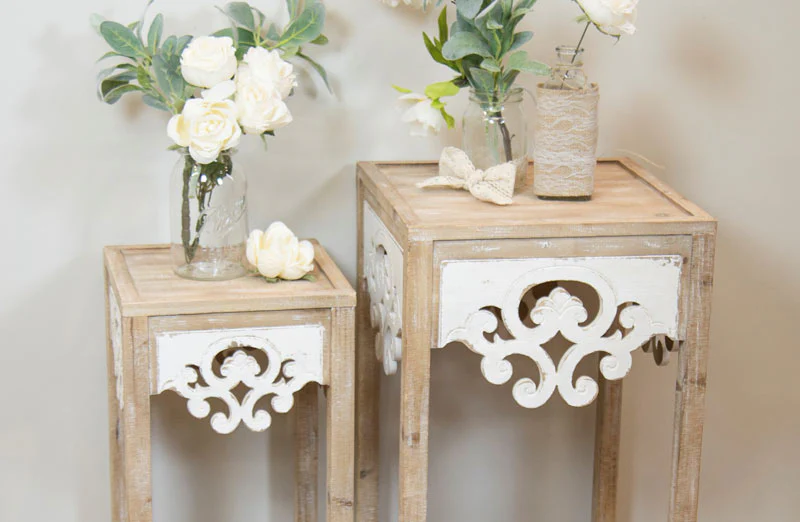 Ornate Detailed Side Tables  Set of 2