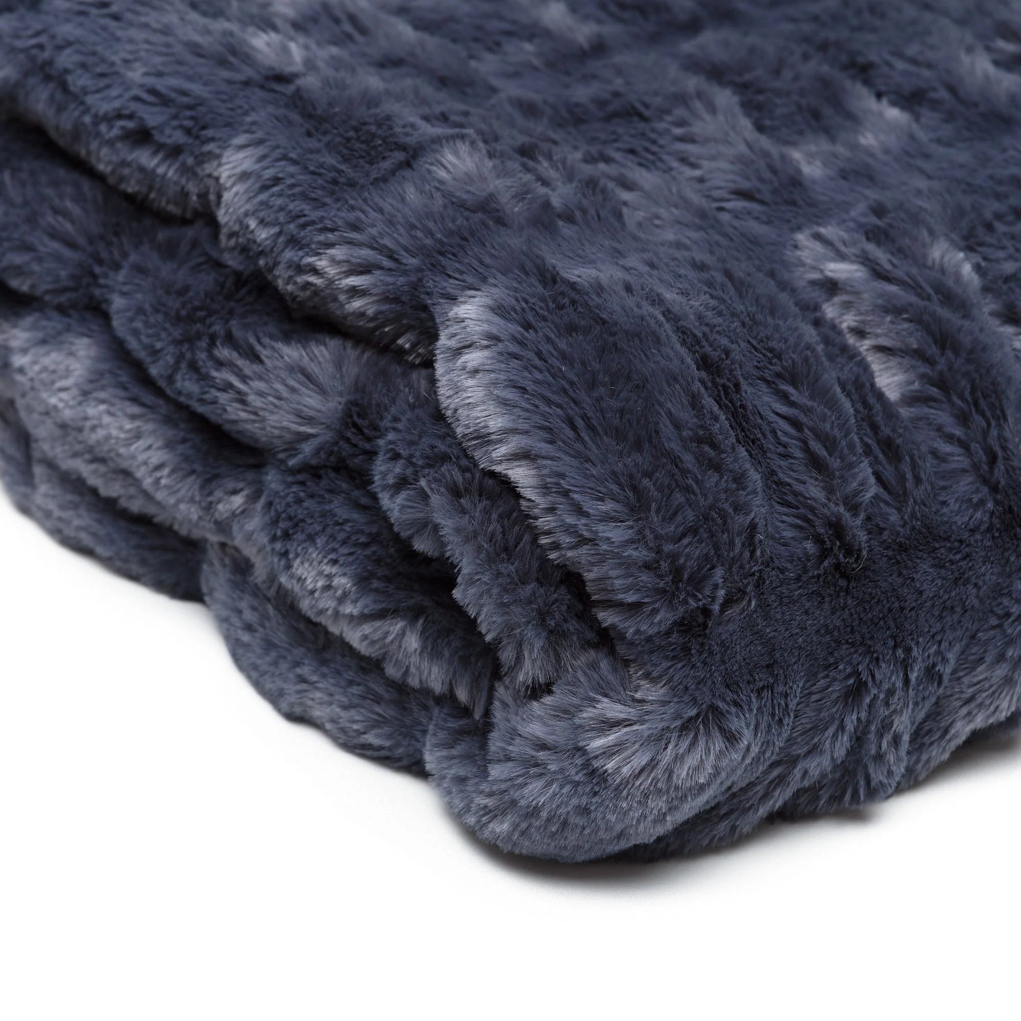 Ruched Faux Fur Throw Blanket