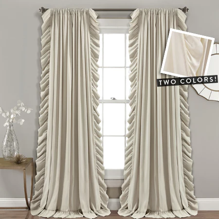 Ruffle Edge Curtain Panel Set, Pick Your Style