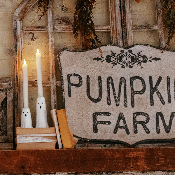 Boo Taper Candle Holders, Set of Two