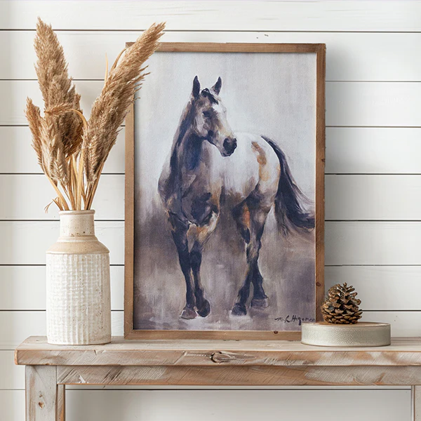 Rustic Stallion Wall Art with Wood Frame, Choose Your Style