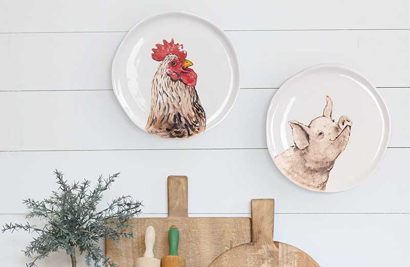 Farm Animal Plates Set of 3