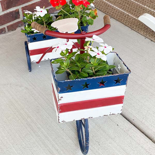 Patriotic Metal Trike Planter