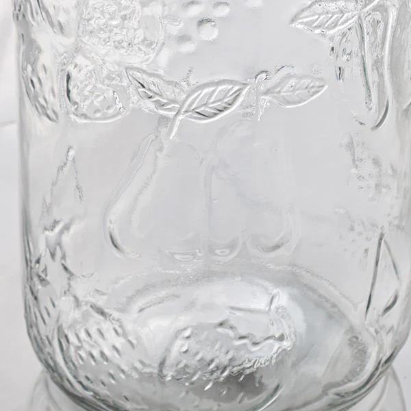 LARGE Fresh Fruit Embossed Glass Canisters, Set of 2