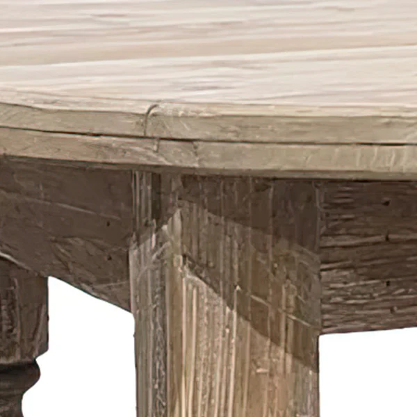 Distressed Wood Round Side Table