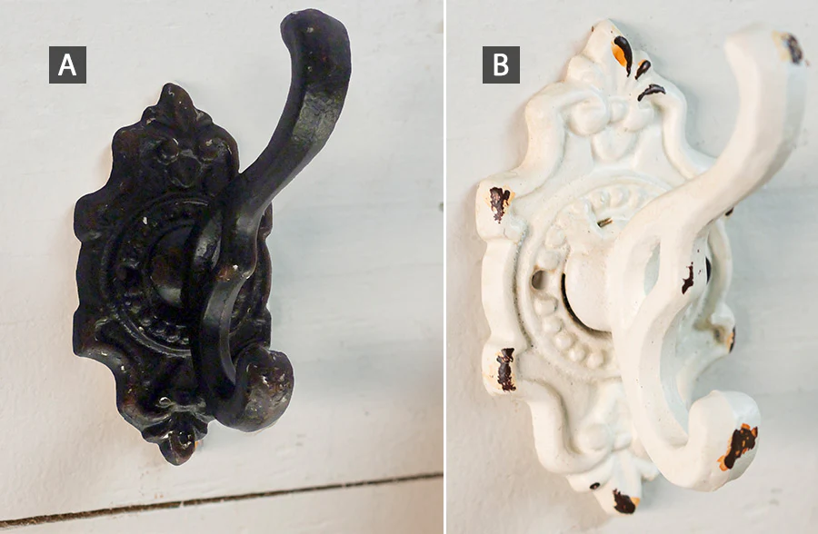 Cast Iron Scalloped Double Wall Hook Set of 2, Pick Your Color