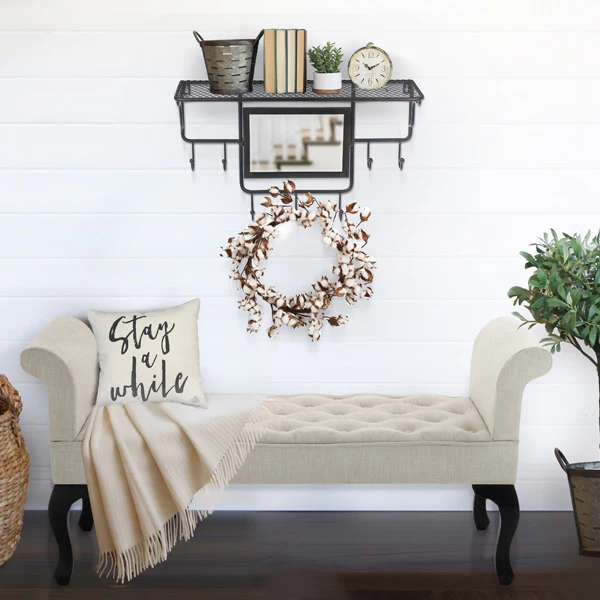 Mirror Shelf with Hooks