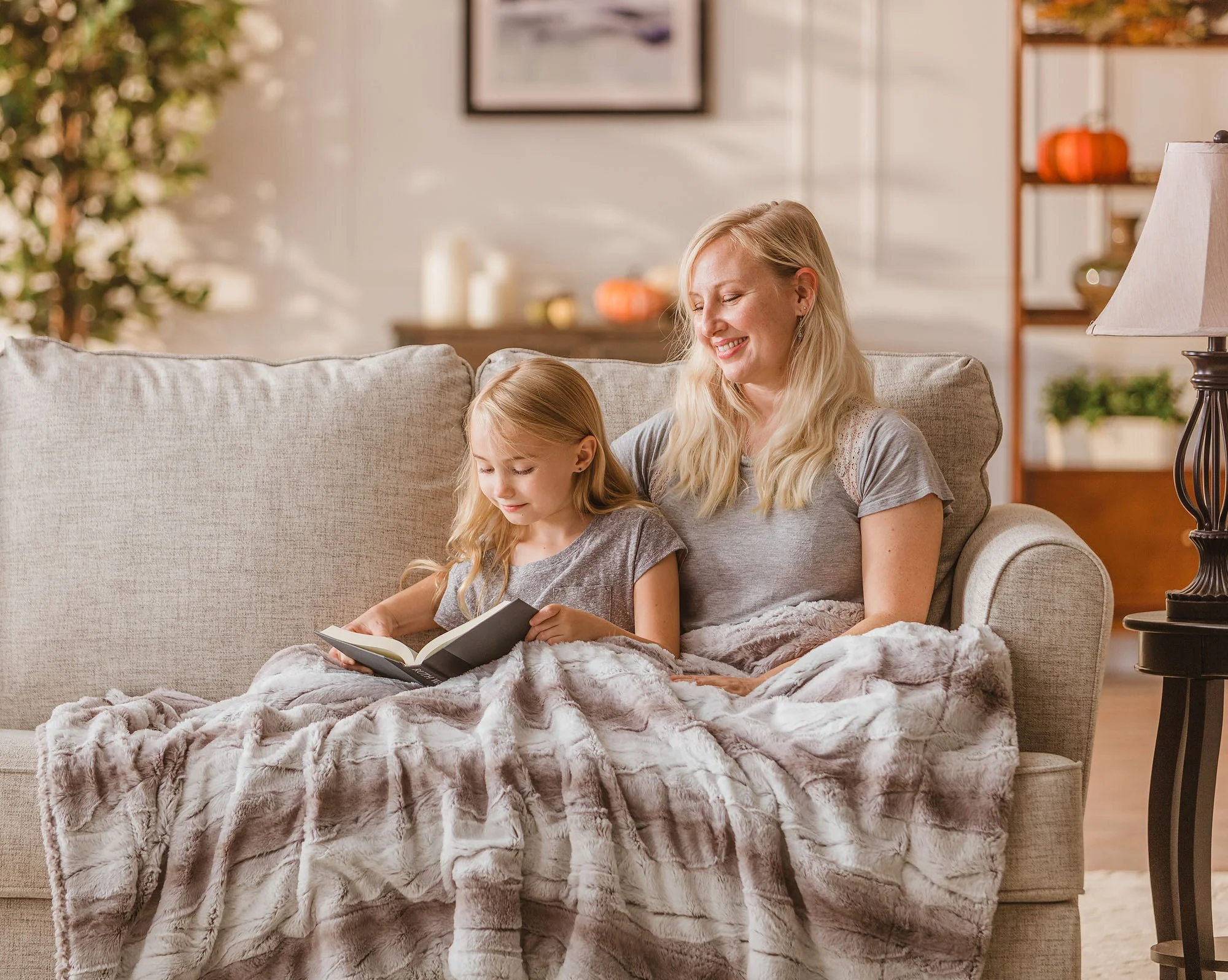 Faux Fur Gray Ombre Throw Blanket