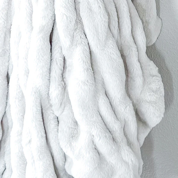 Ruched Faux Fur Throw Blanket