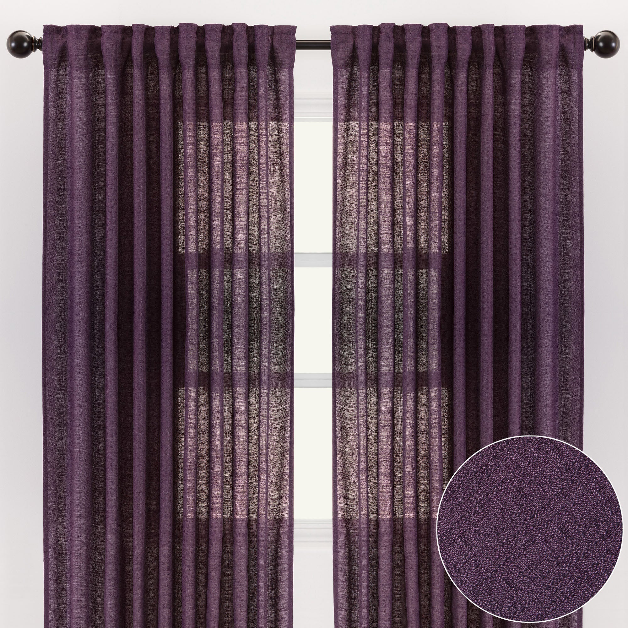 Faux Belgian Flax Solid Curtains