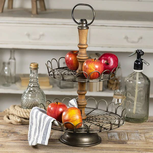 Scalloped Edge Two Tier Wire Tray