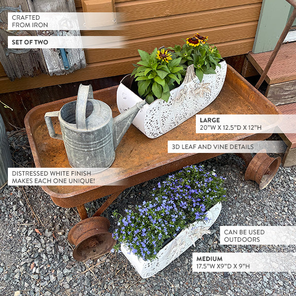 Antiqued Finish Pumpkin Carriage Planters, Set of 2