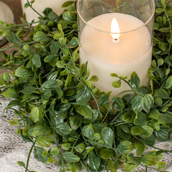 Vinca Leaf Candle Ring Wreath, Set of 2