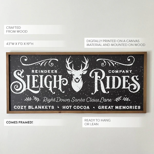 Vintage Inspired Sleigh Rides Christmas Sign