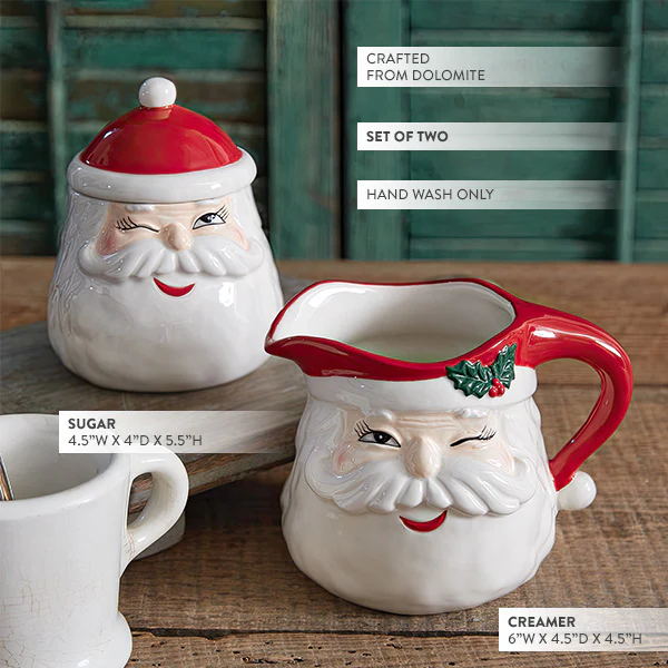 Winking Santa Cream and Sugar, Set of 2