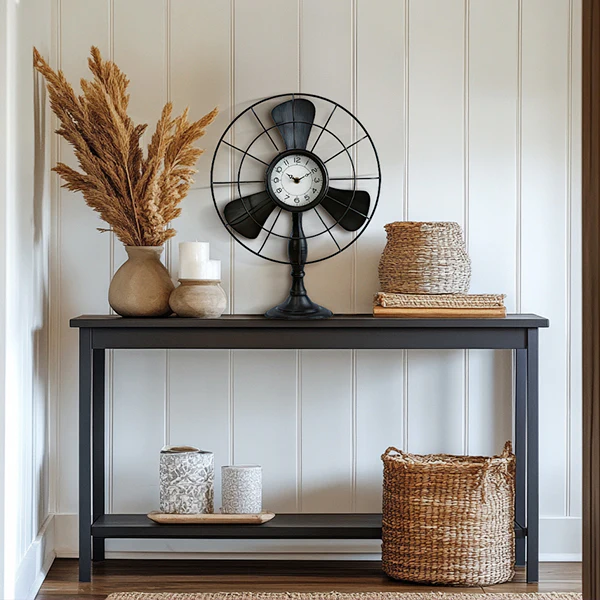 Modern Metal Fan Table Clock