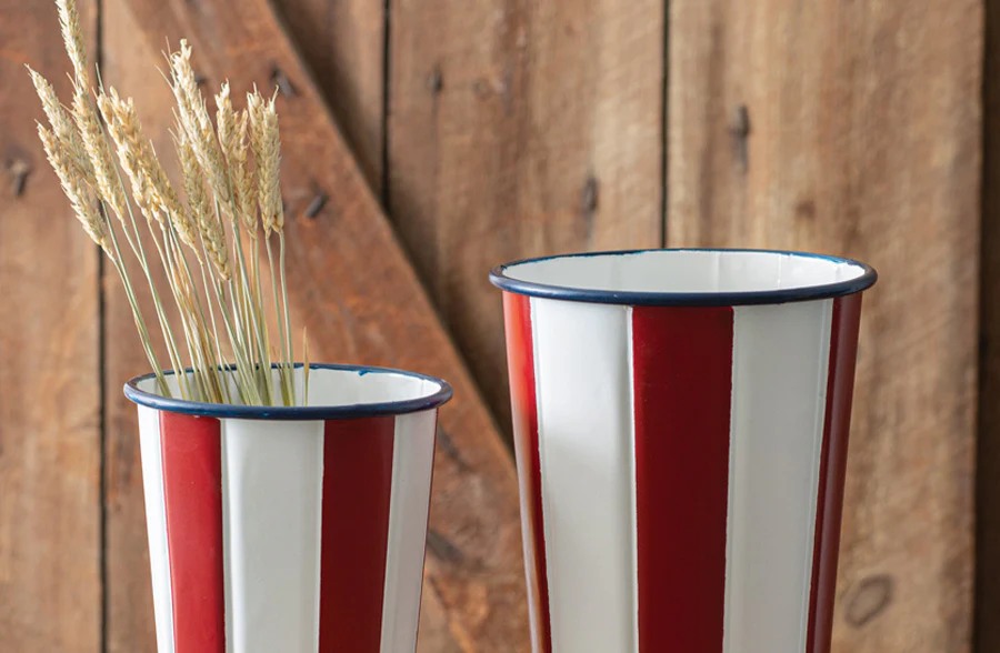 Patriotic Metal Vases, Set of Two