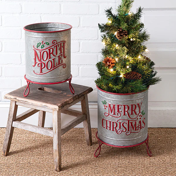 Metal Christmas Storage Containers, Set of Two, Choose Your Style