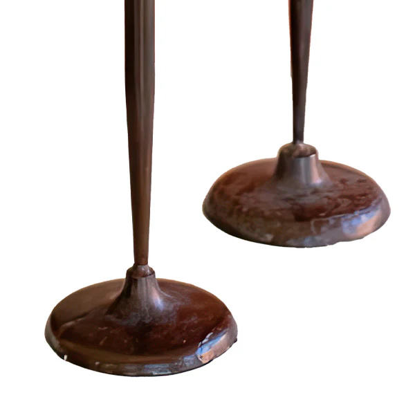 Extra Tall Antique Copper Finish Iron Candle Holders, Set of 2