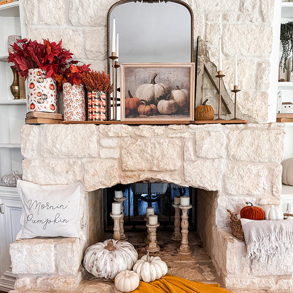 Tall Fall Floral Patterned Metal Buckets, Set of 3