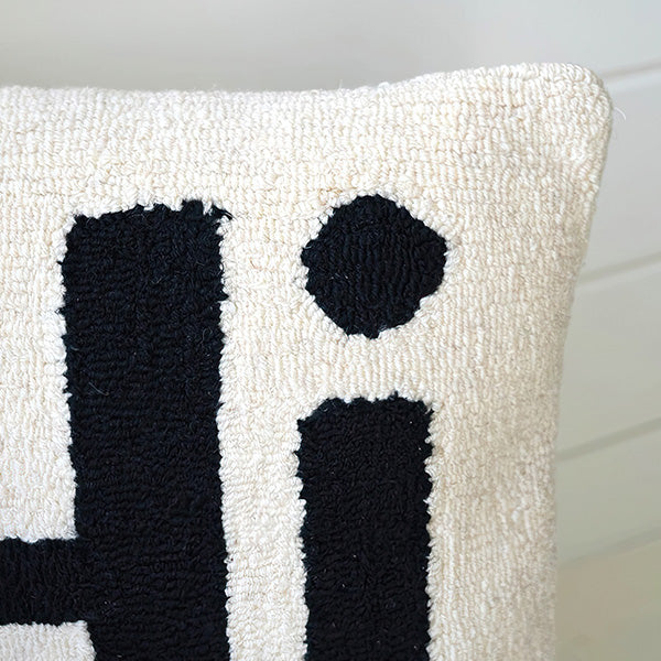 Hi Hand-Hooked Pillow