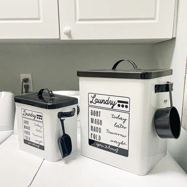 Laundry Detergent Powder Storage Tin Box With Scoop, Set of 2