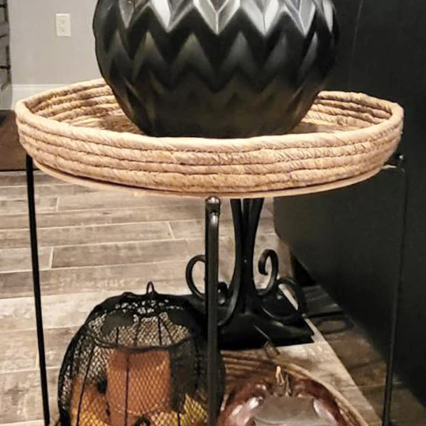 Round Seagrass Table | Removable Serving Trays