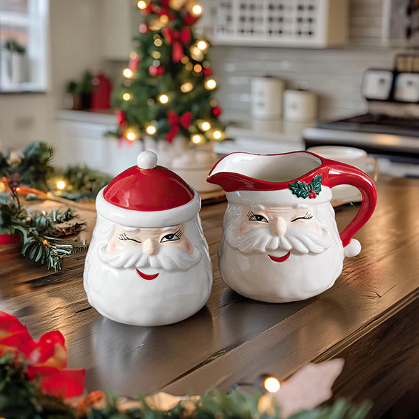 Winking Santa Cream and Sugar, Set of 2