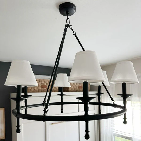 Refined Farmhouse 6 Light Chandelier with Shades