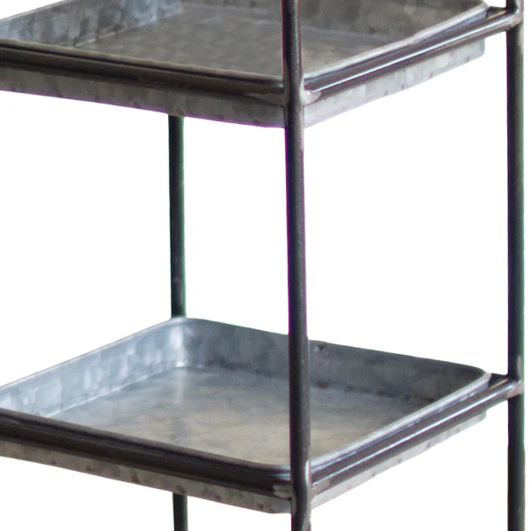 Tall Metal Display Stands with Galvanized Trays, Set of 2