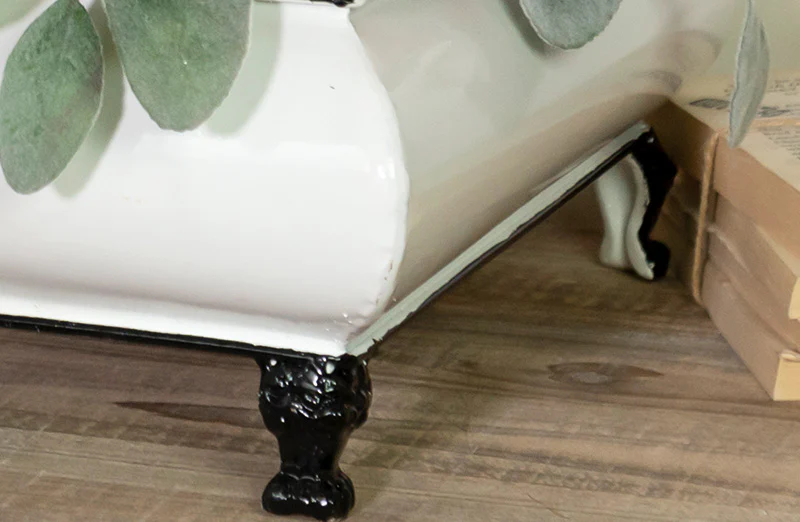 Enamel Tray with Wooden Handle