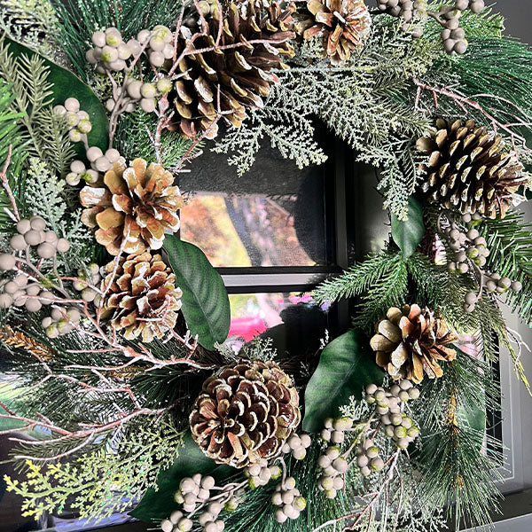 Lifelike Magnolia, Juniper and Pine Wreath