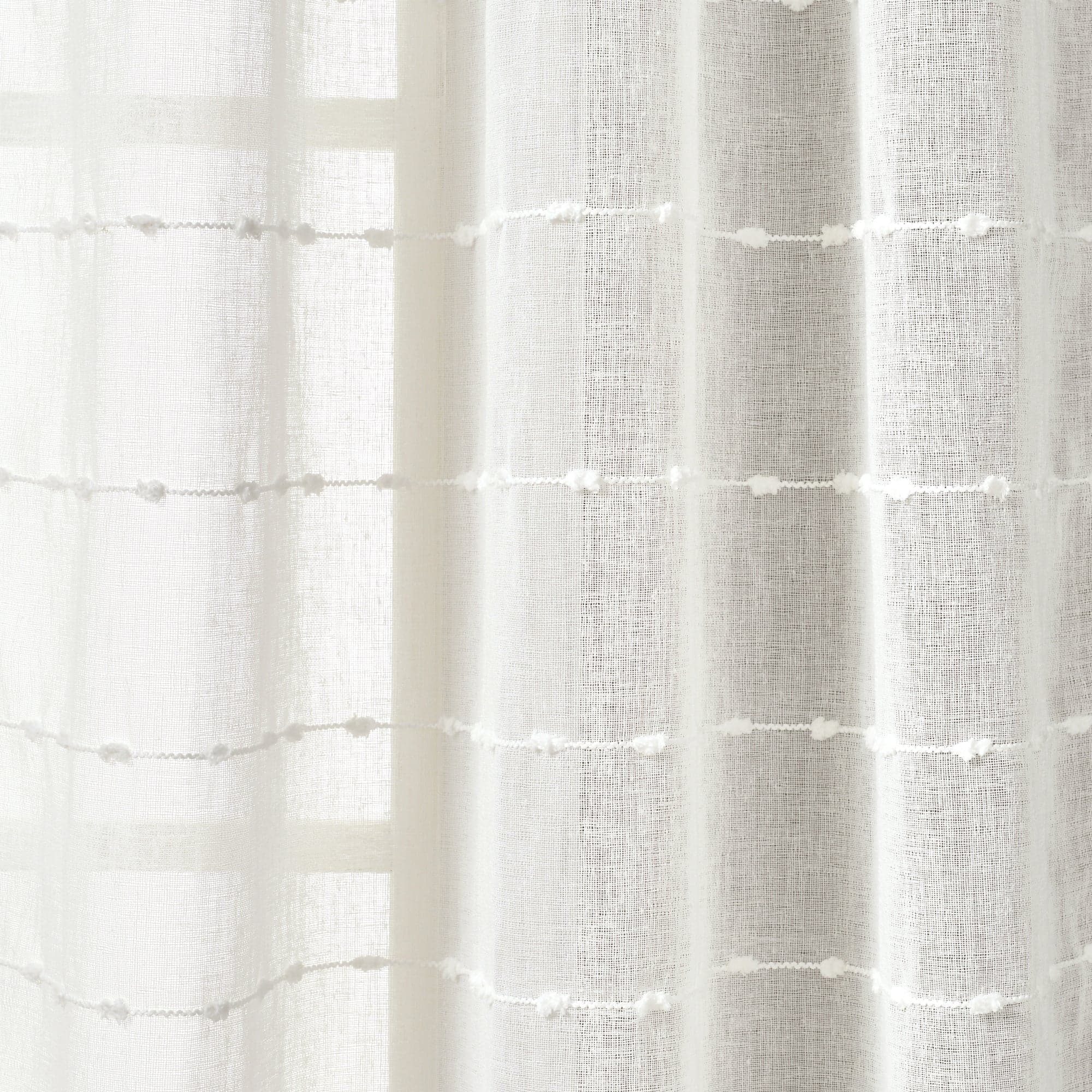 Farmhouse Textured Grommet Sheer Window Curtain Panel Set