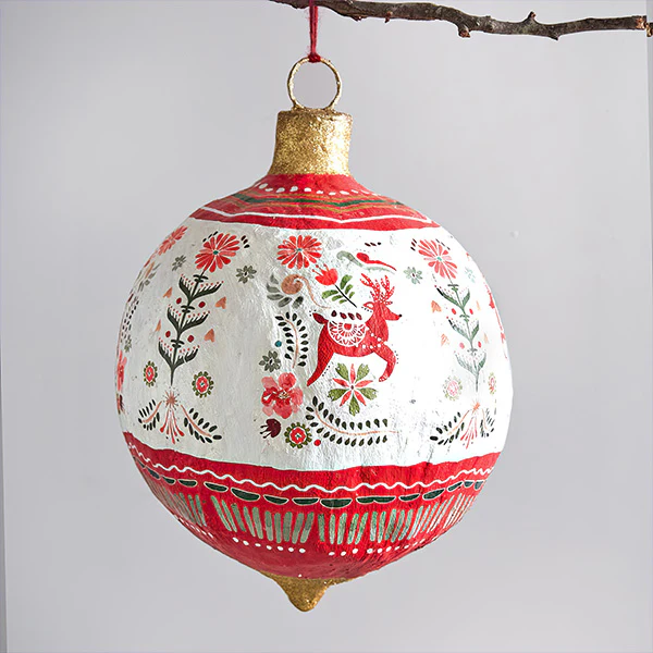 Oversized Paper Mache Christmas Ornament, Choose Your Size