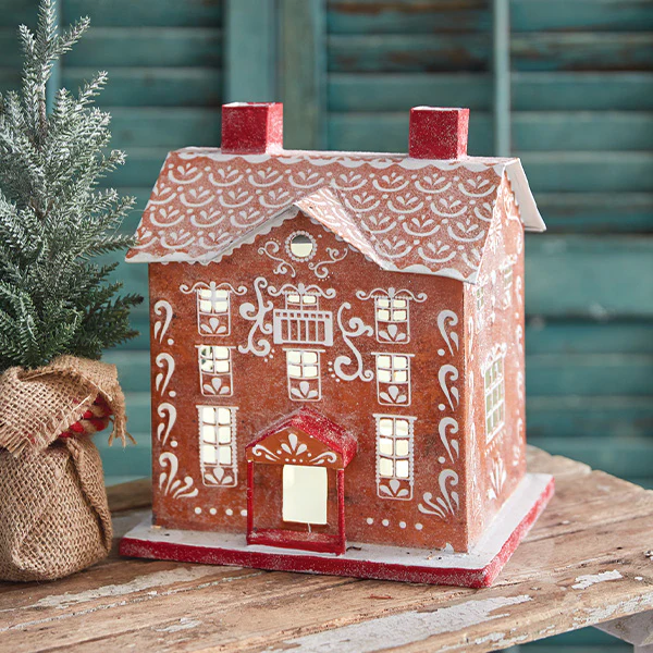 Gingerbread Luminary Christmas Village, Set of 3