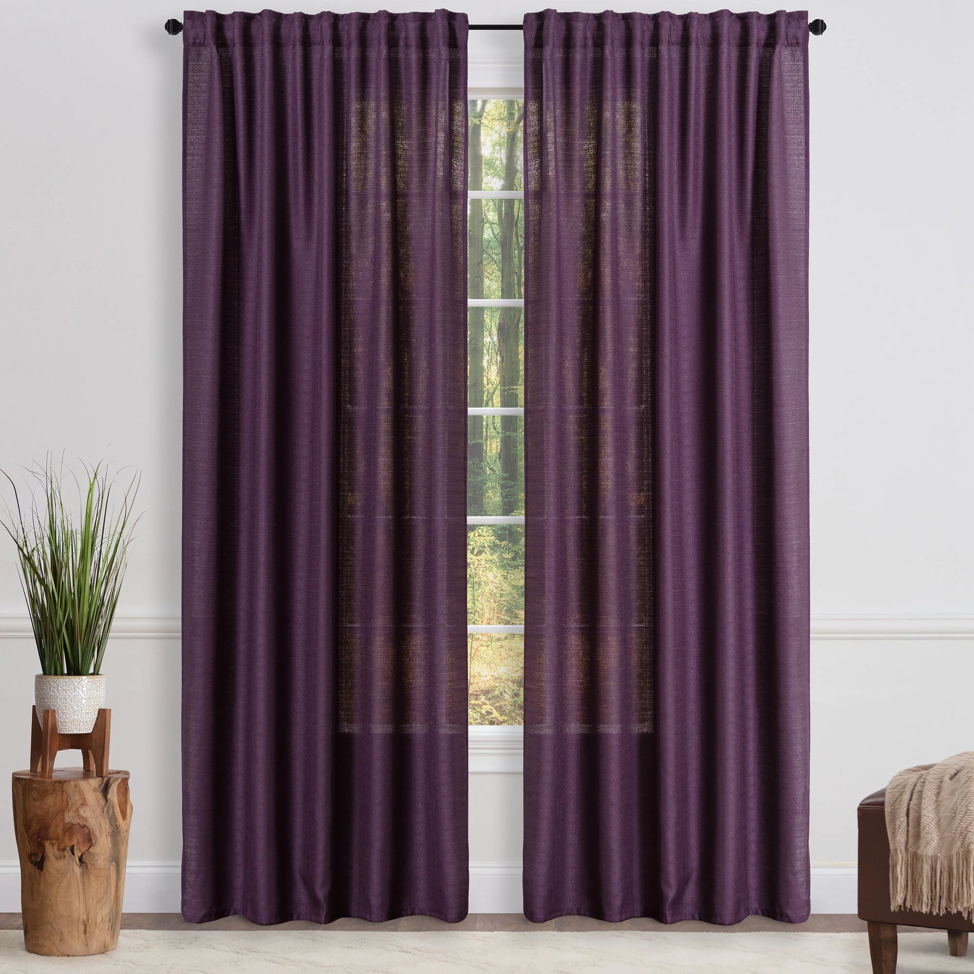 Faux Belgian Flax Solid Curtains