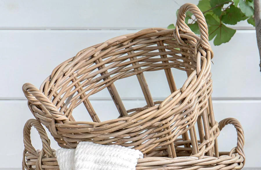 Rattan Baskets With Handles, Set of 2