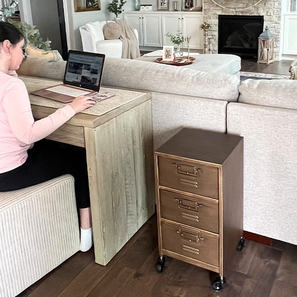 Rustic Rolling Iron Cabinet with Fold Out Cubbies