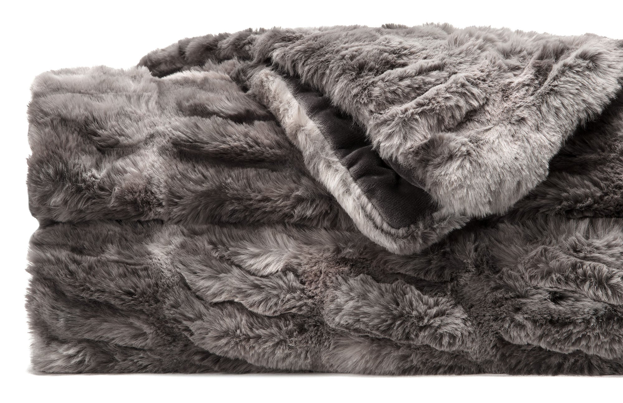 Ruched Faux Fur Throw Blanket