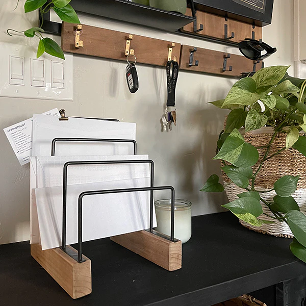 Wood and Metal Mail Holder
