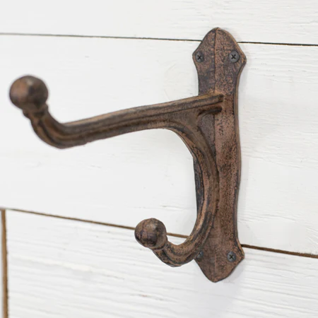Cast Iron Double Wall Hook, Set of 2