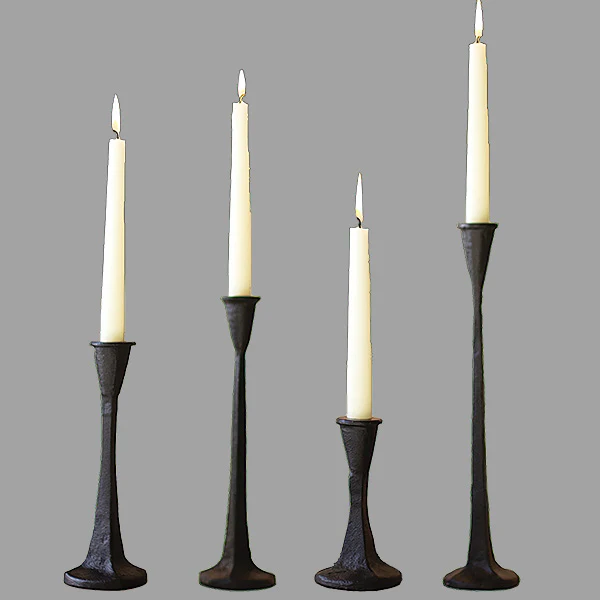 Cast Iron Taper Candle Holders, Set of 4